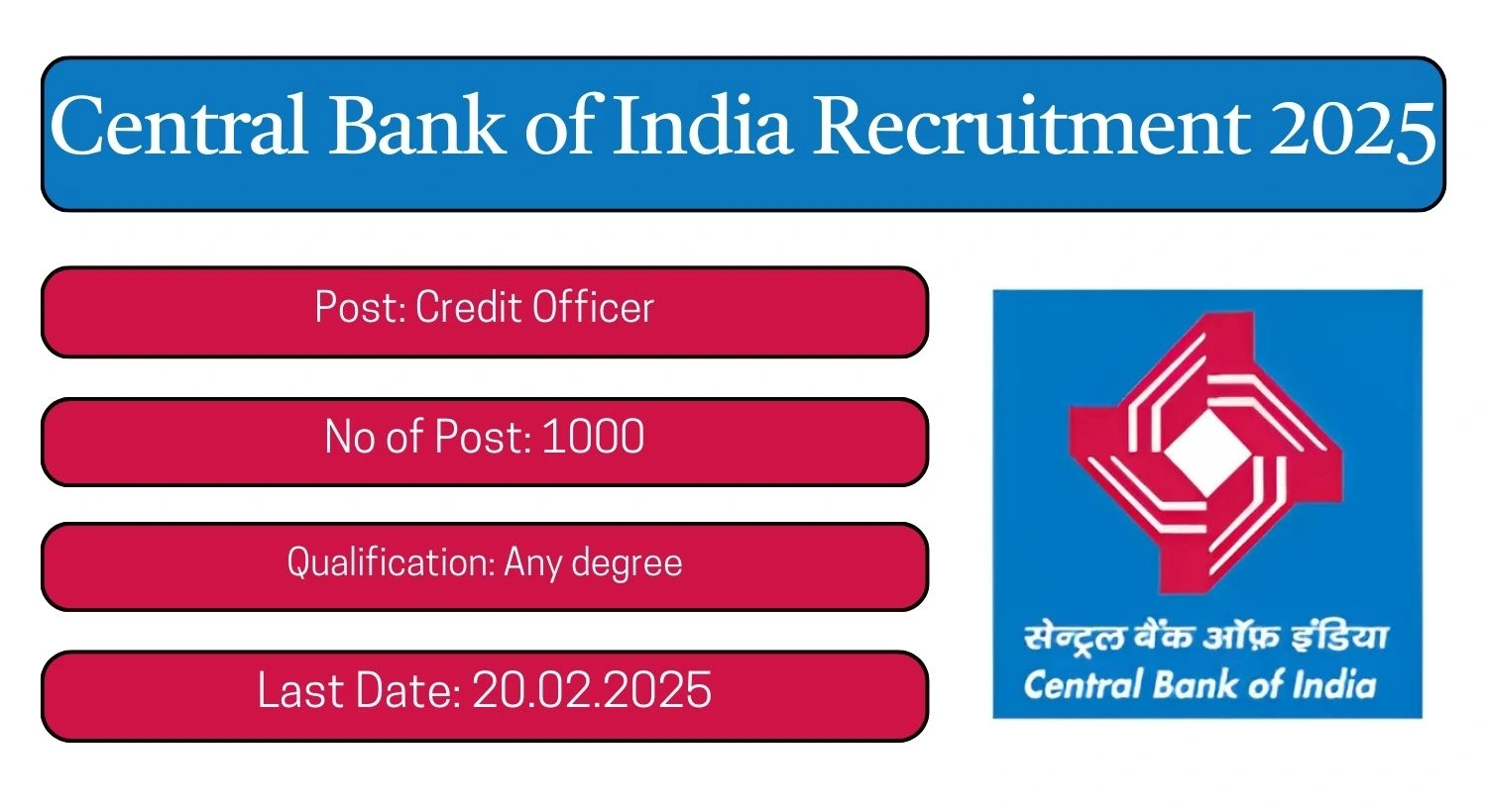 Today Govt Jobs, Central Govt Jobs 2025, Central Bank of India Recruitment 2025,