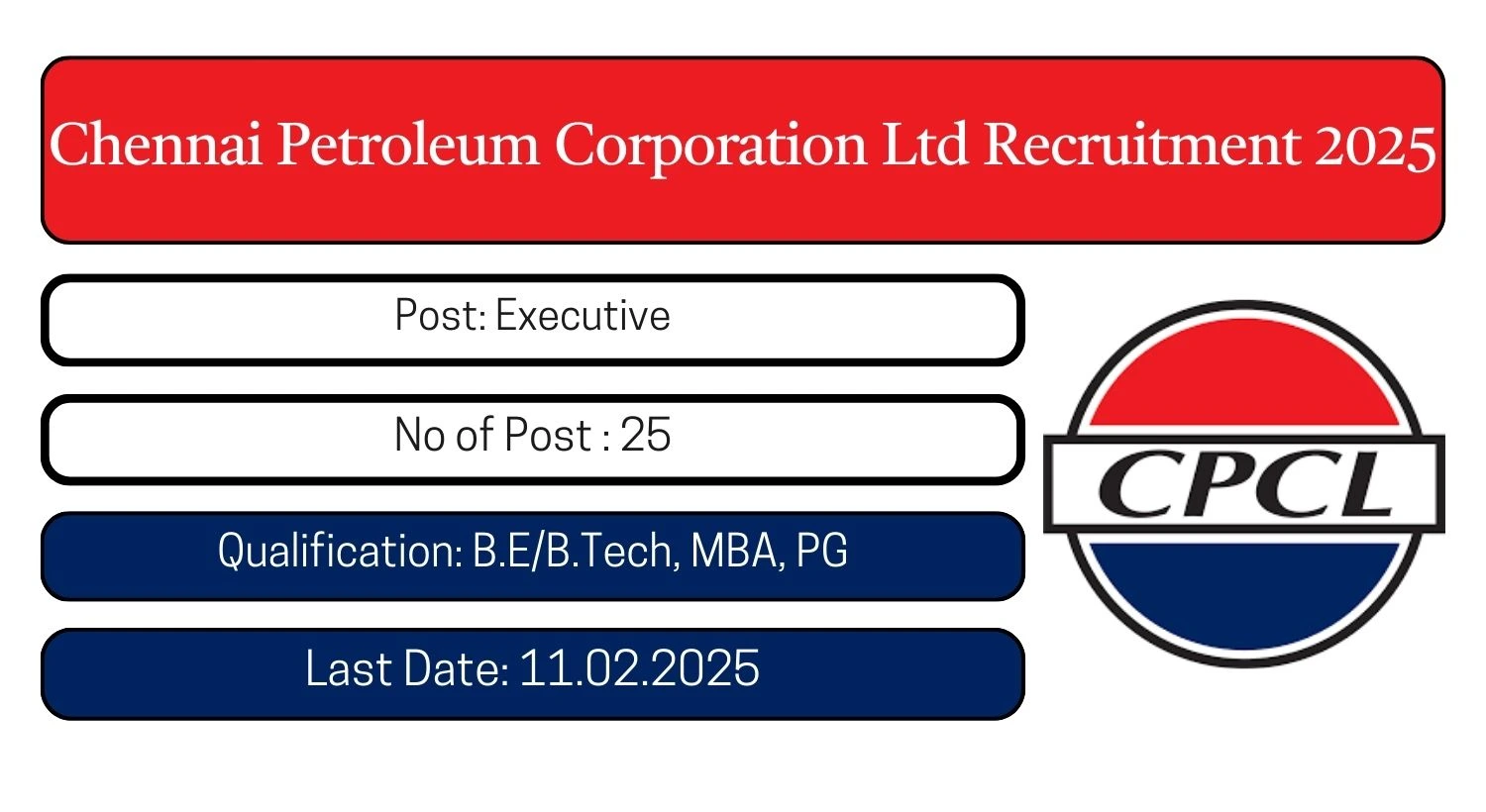 CPCL Recruitment 2025 25 Executive Posts; Apply Here!