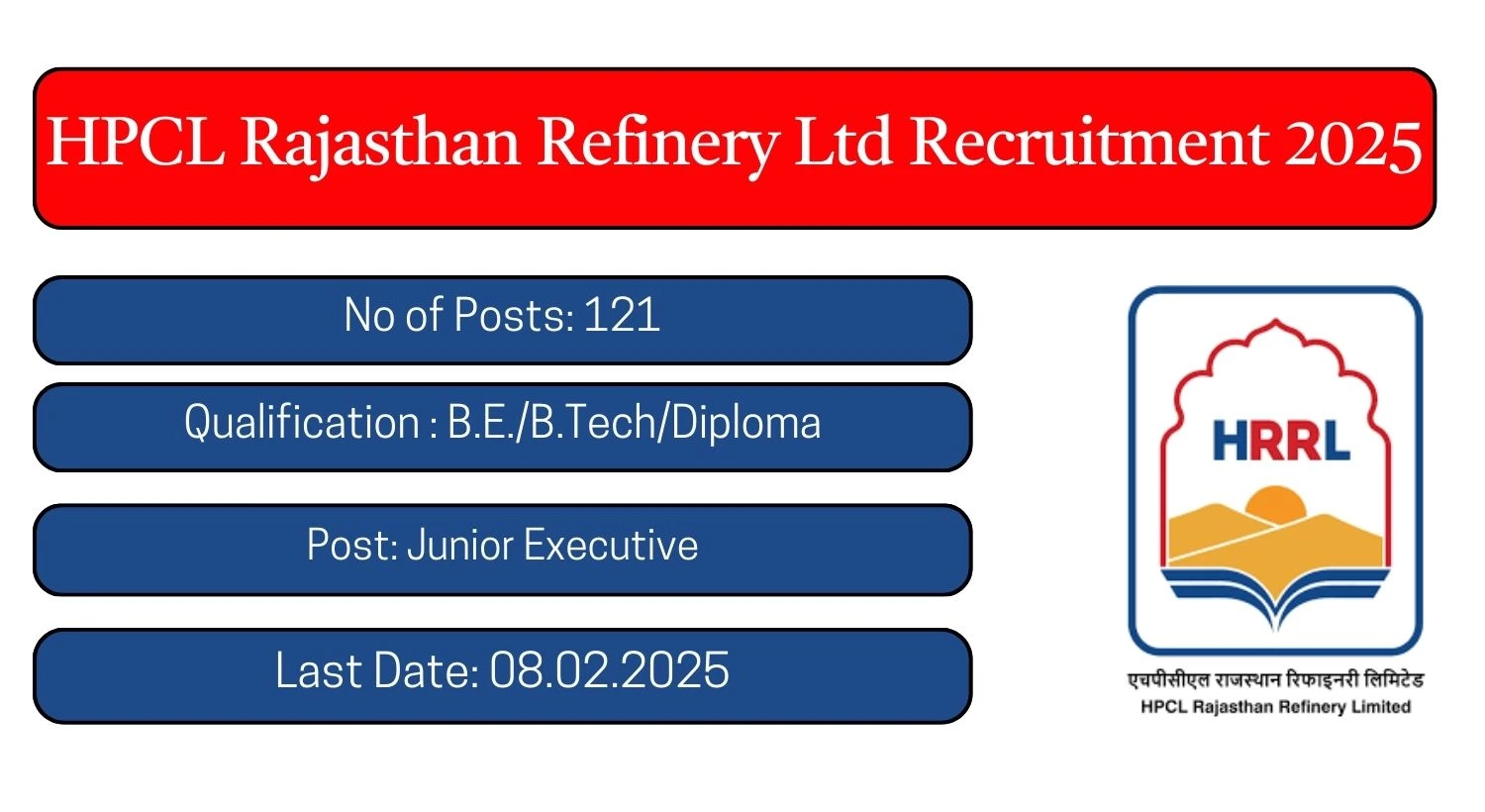 HRRL Recruitment 2025 121 Junior Executive Posts; Apply Here!