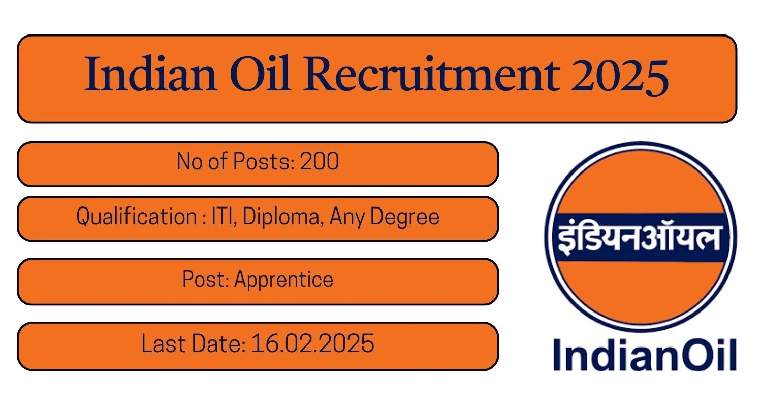 IOCL SR Recruitment 2025 200 Apprentice Posts; Apply Here!