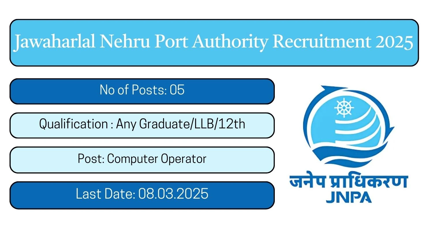 JNPA Recruitment 2025 05 Computer Operator Posts; Apply Here!