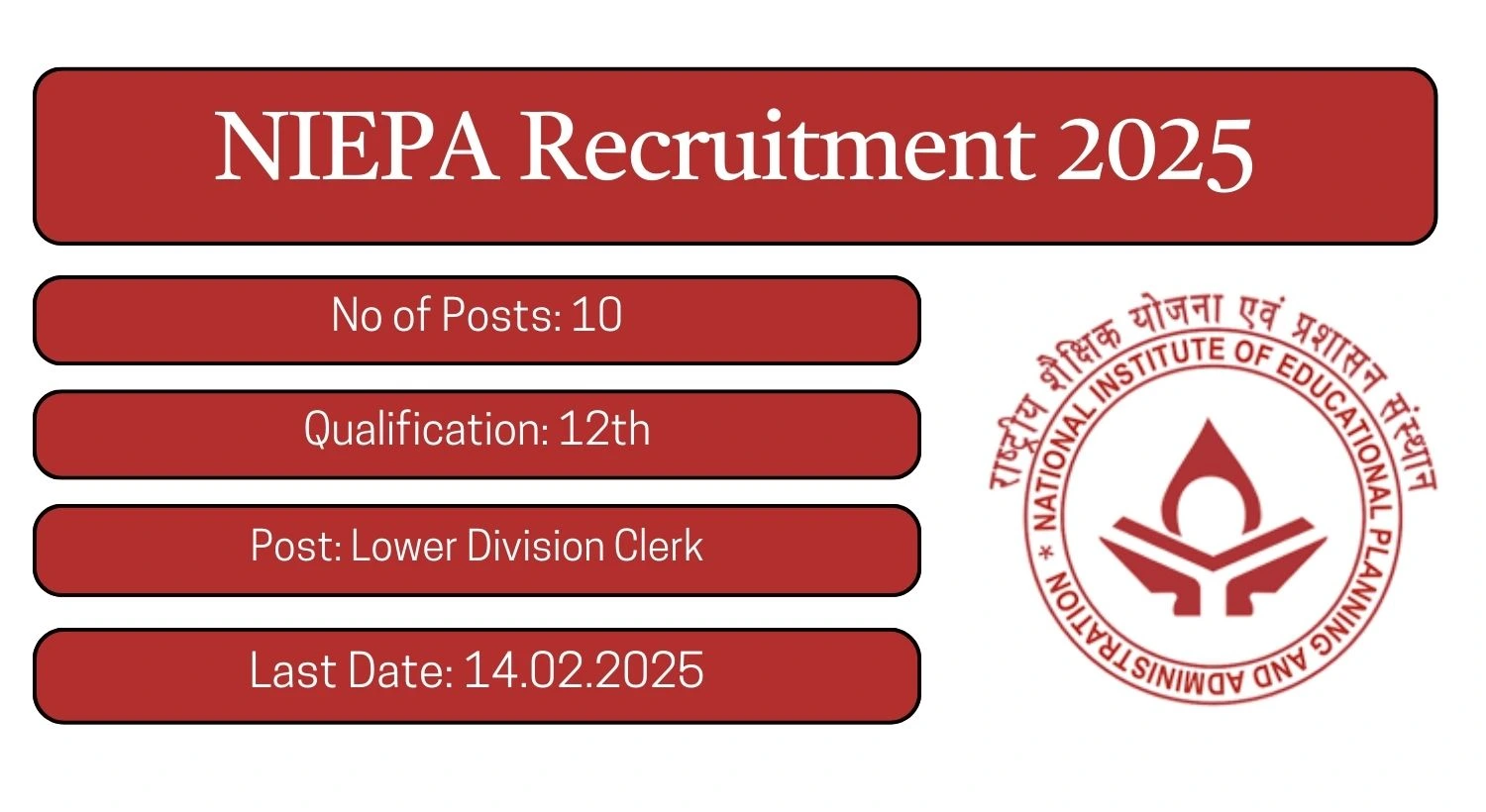 NIEPA Recruitment 2024 10 LDC Posts; Apply Here!