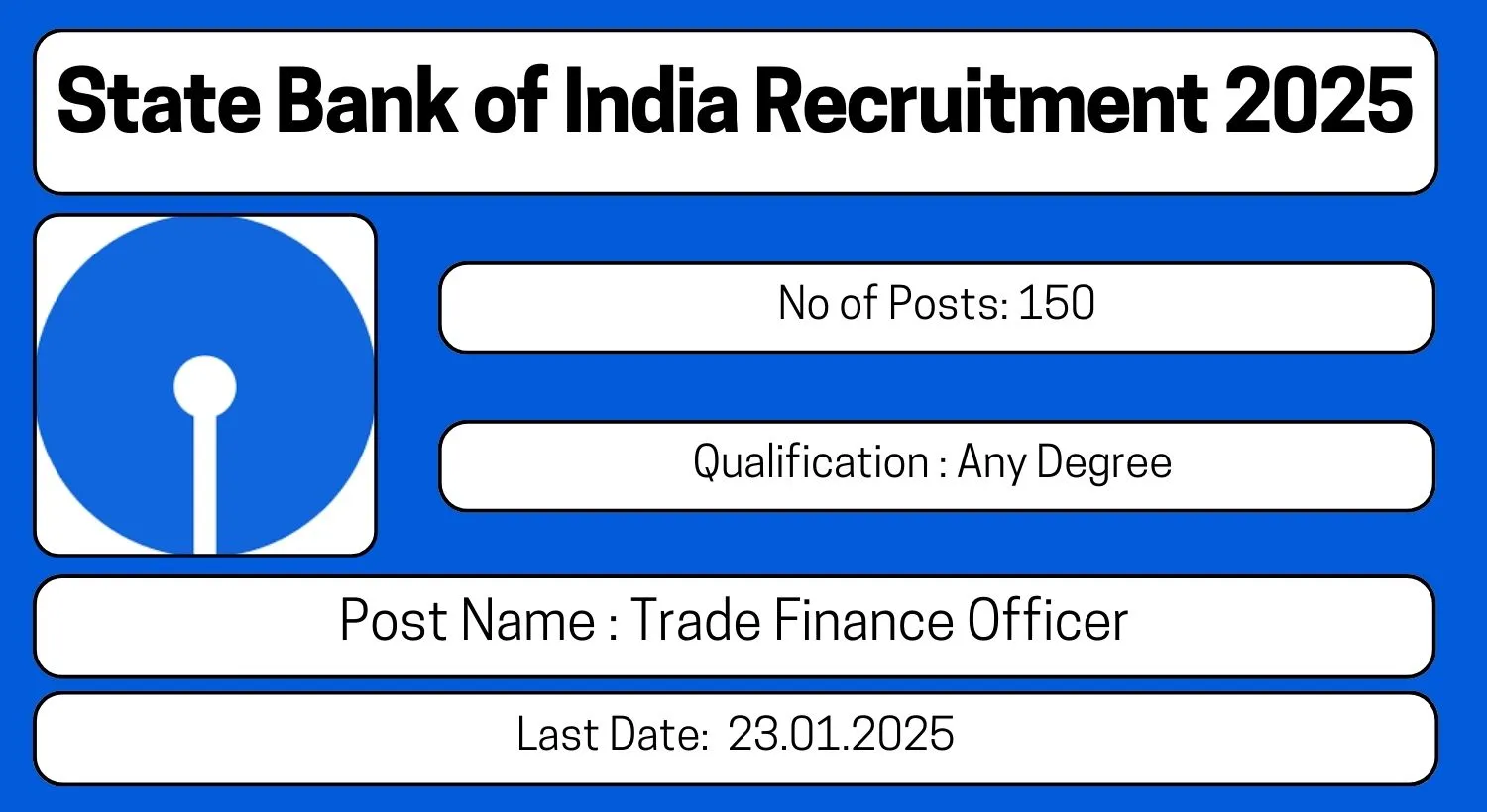 SBI Recruitment 2025 150 Trade Finance Officer Posts; Apply Here!