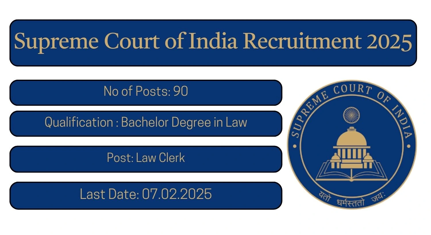 Supreme Court of India Recruitment 2025 90 Law Clerk Posts; Apply Here!