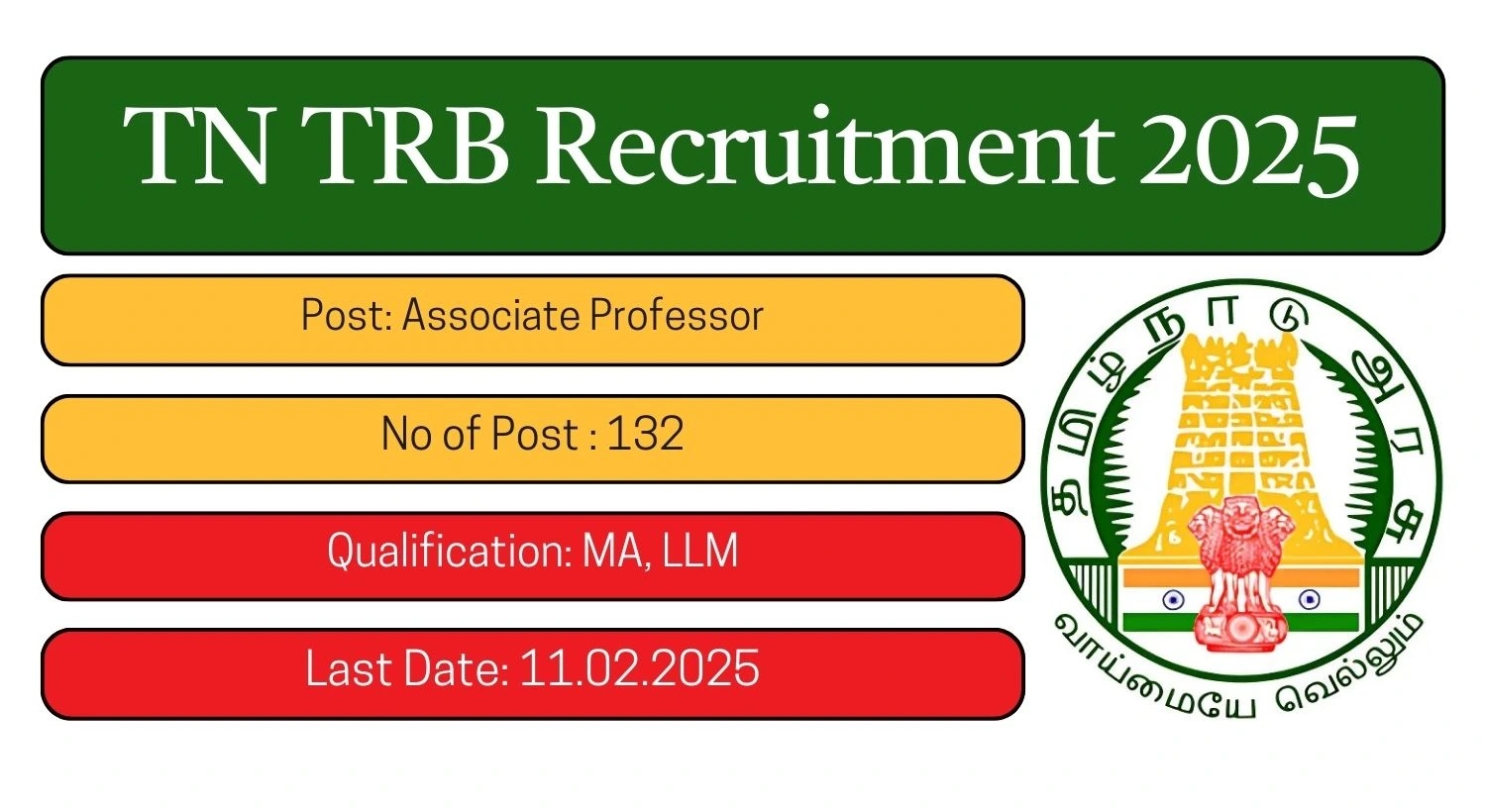 TN TRB Recruitment 2025 132 Assistant Professor Posts; Apply Here!