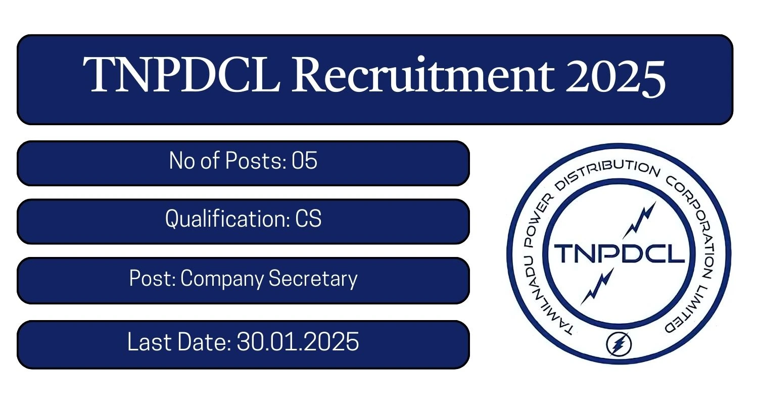 TNPDCL Recruitment 2025 05 Company Secretary Posts; Apply Here!