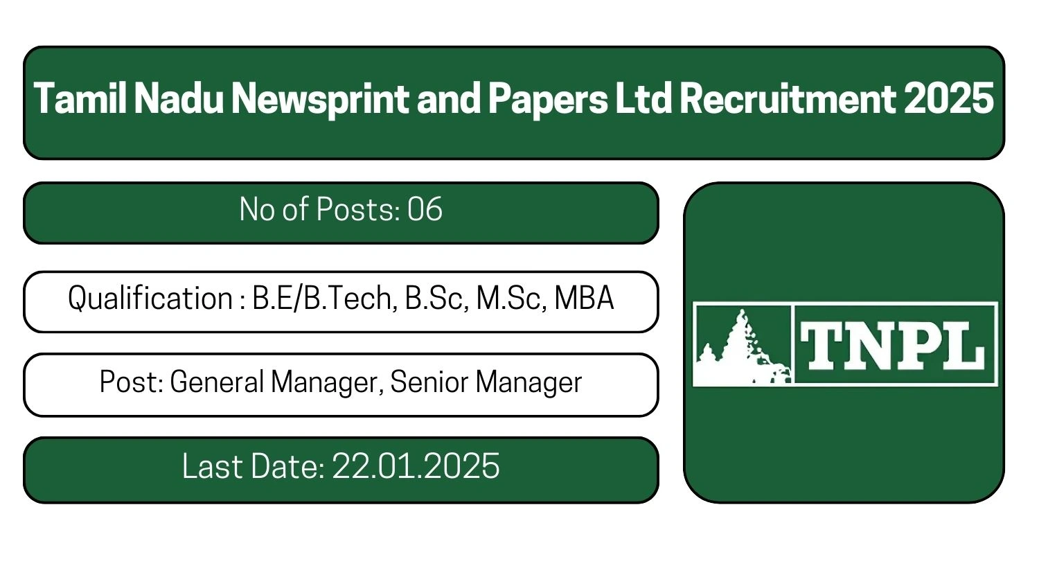 TNPL Recruitment 2024 06 General Manager Posts; Apply Here!