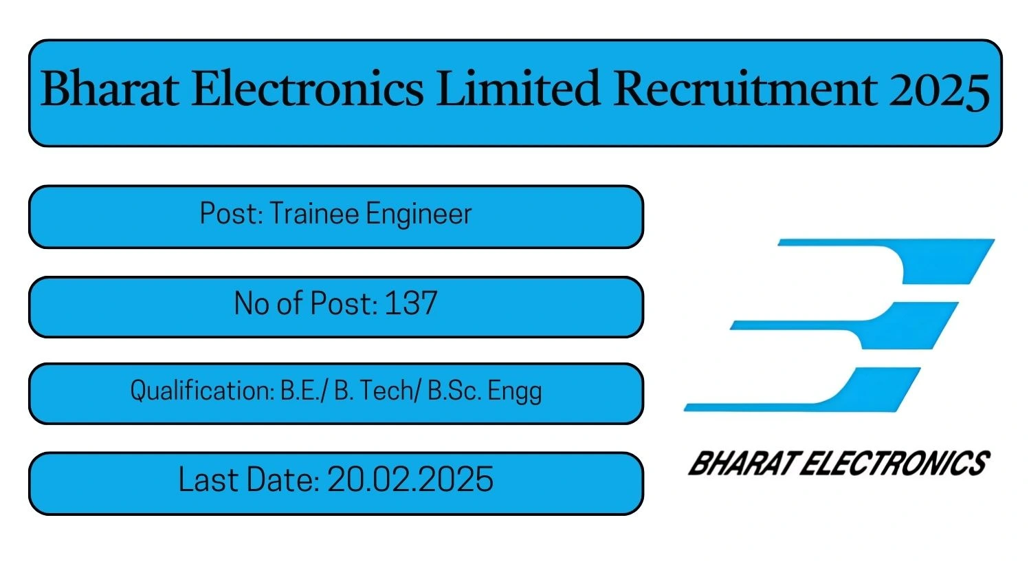 BEL Recruitment 2025 137 Trainee Engineer Posts; Apply Here!