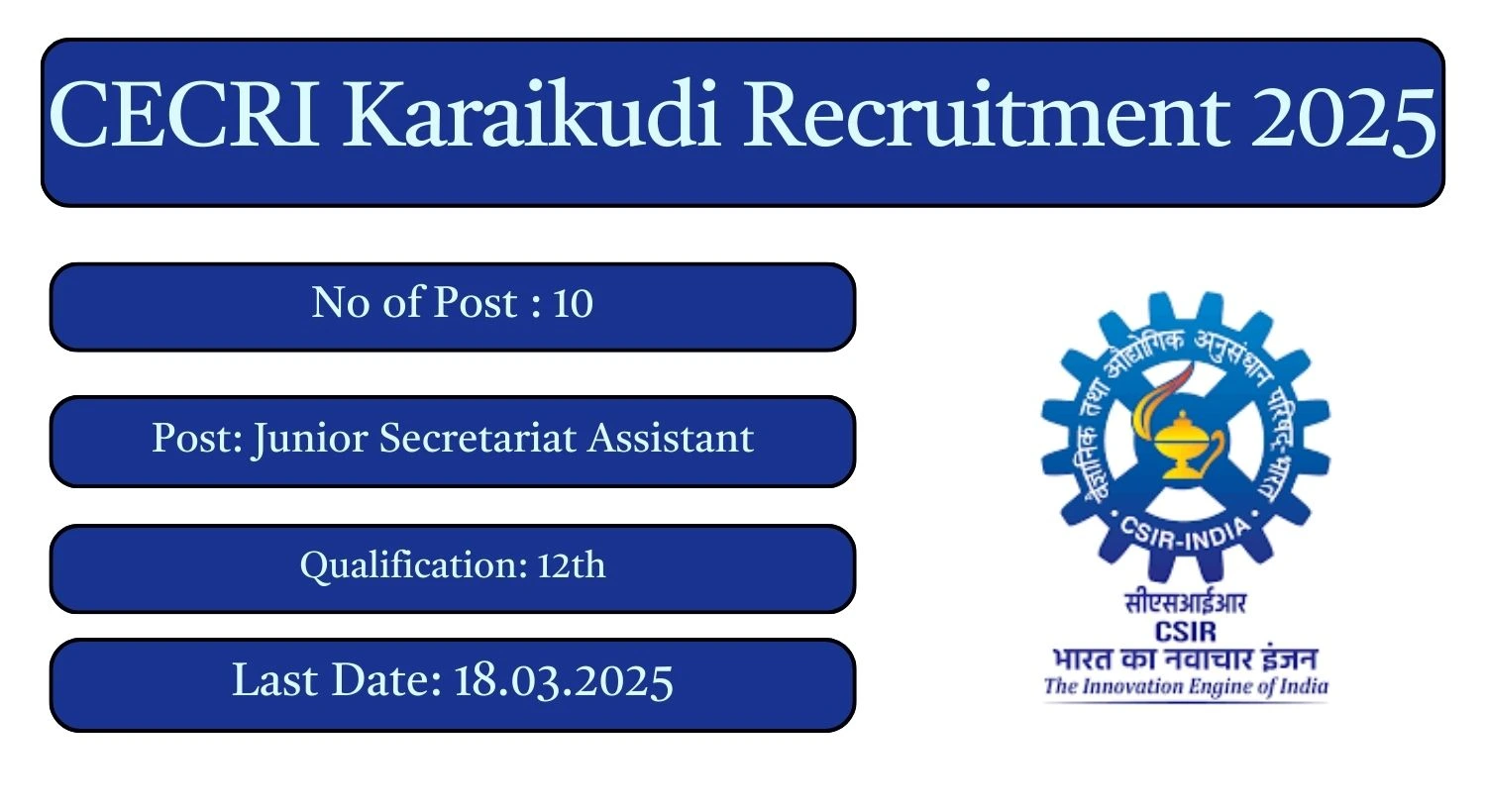 CECRI Karaikudi Recruitment 2025 10 JSA Posts; Apply Here!