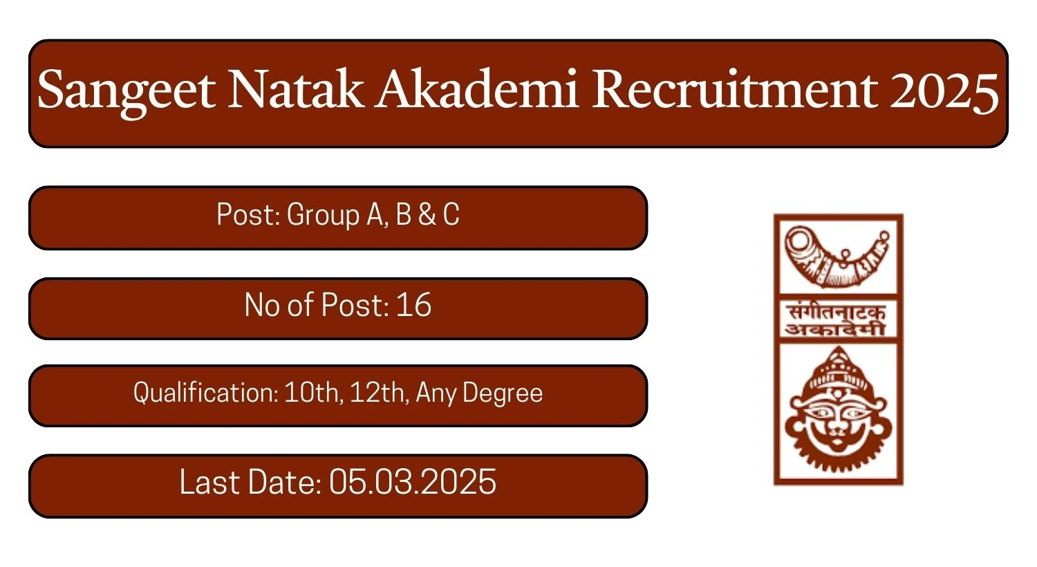 Sangeet Natak Akademi Recruitment 2025 16 Group A, B & C Posts; Apply Here!