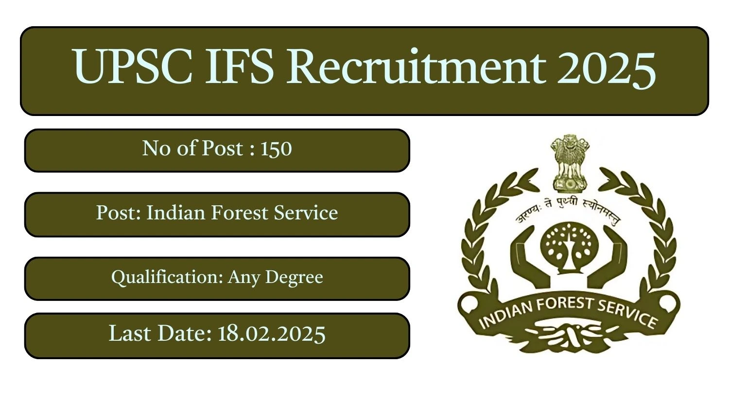 Bachelor’s DegreeUPSC Recruitment 2025 150 Indian Forest Service Posts; Apply Here!