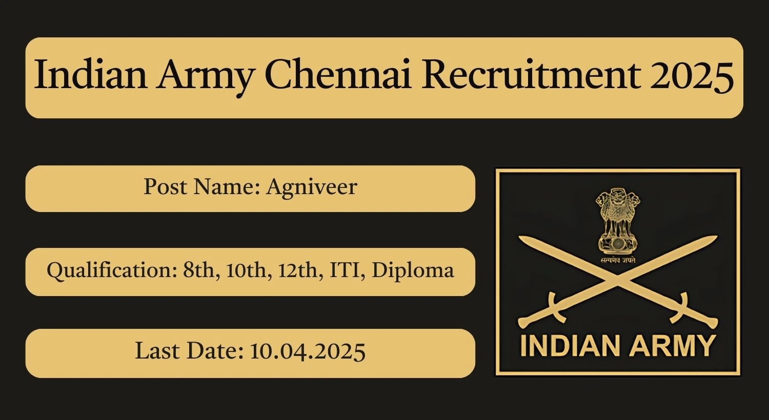 Indian Army Chennai Recruitment 2025 Agniveer Posts; Apply Here!